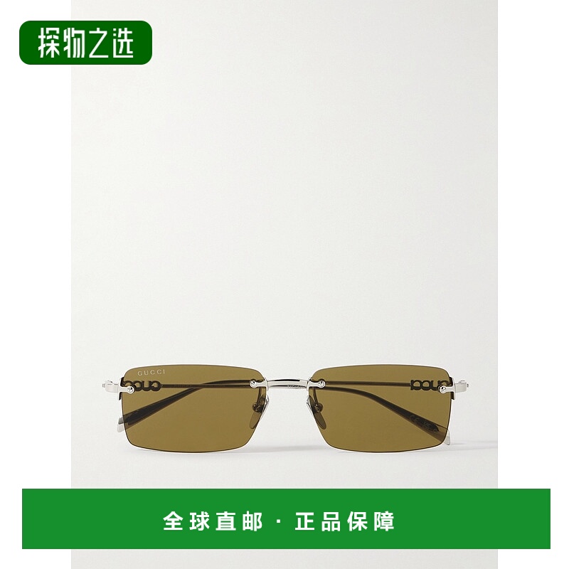 1h可退 香港直邮Gucci 古驰 男士 无框矩形框镀银太阳眼镜 GG1941