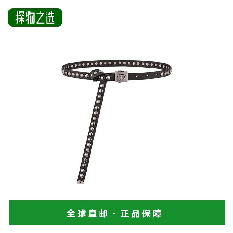 香港直邮Dior 黑色DIORPOLYTECHNIQUE铆钉皮带 B0204BWFG牛皮腰带