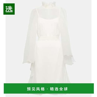 Alma 香港直邮MaxMara Bridal 女士 荷叶边真丝迷你连衣 麦斯玛拉