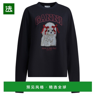 香港直邮GANNI 女士卫衣 A1050036252 SS2026 黑色 Puddle Organi