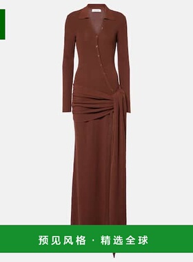 1h可退 香港直邮AYA MUSE 女士 Saros 垂褶棉混纺长款连衣裙