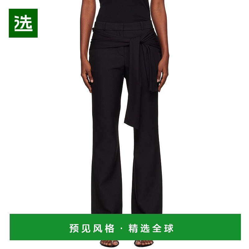 1h可退 香港直邮Coperni 女士 黑色 Jersey Wrap 长裤 COPP140F30