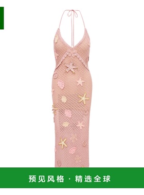 1h可退 香港直邮LOVESHACKFANCY 女士 Macie 钩花中长连衣裙