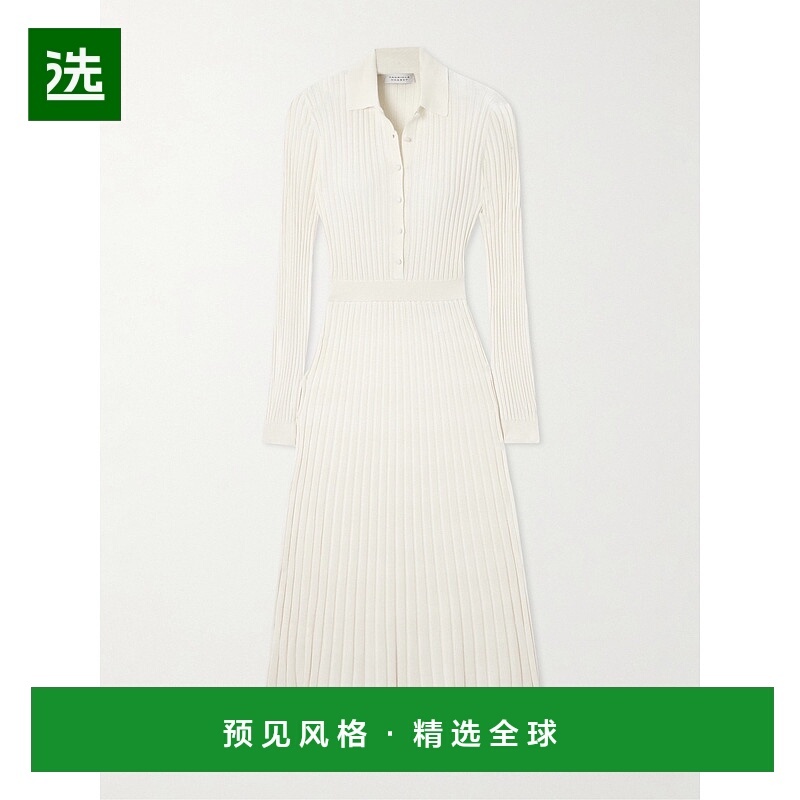香港直邮Gabriela Hearst 女士 Ardor 罗纹羊绒真丝混纺中长连衣