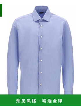 香港直邮BARBA 男士衬衫 I1U12P01440910002 AW2024 蓝色 Poplin