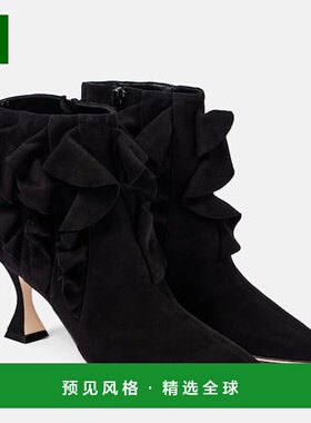 香港直邮MANOLO BLAHNIK 莫罗·伯拉尼克 女士 Pompa 荷叶边绒面