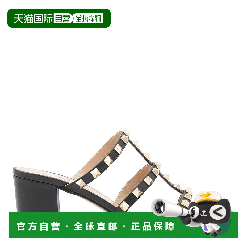 1h可退 香港直邮Valentino 华伦天奴 女士 黑色皮质凉鞋 7W0S0C47