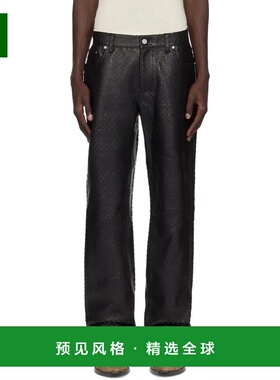 1h可退 【美国直邮】赫尔穆特 朗 Helmut Lang 黑色打孔工人真皮