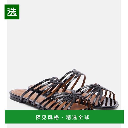 1h可退 香港直邮ZIMMERMANN 女士 Aura 漆皮凉鞋 black黑色 舒适