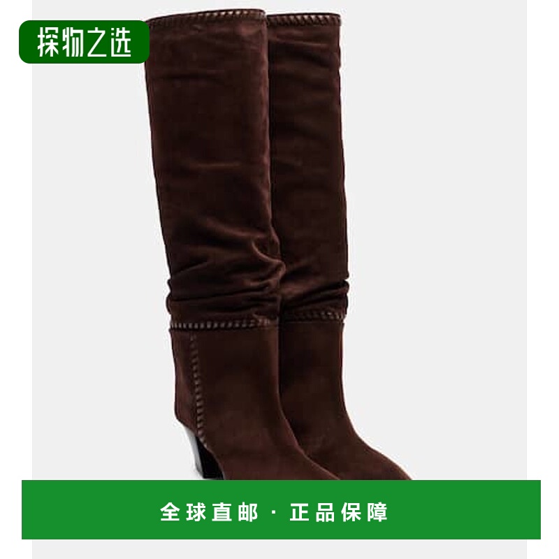 香港直邮Jimmy Choo 周仰杰 女士 Hart 60 缝线绒面革及膝靴子