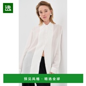 香港直邮TIBI 女士 真丝薄纱舒适细褶衬衫 1h可退 beige米色 舒适