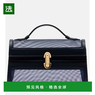 1h可退 香港直邮SAVETTE 女士 Symmetry 皮革饰边网纱手提包