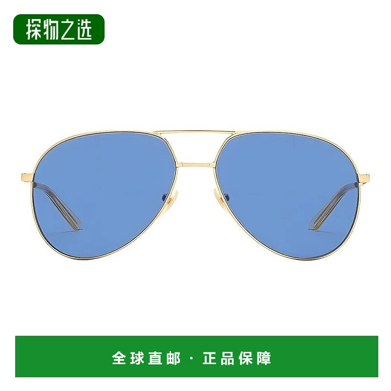欧洲直邮Gucci/古驰 男女通用金色金属纯色细镜腿飞行员式太