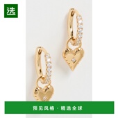 香港直邮Shashi 女士 14k 1h可退 心形吊坠贴耳耳环 metal金属色