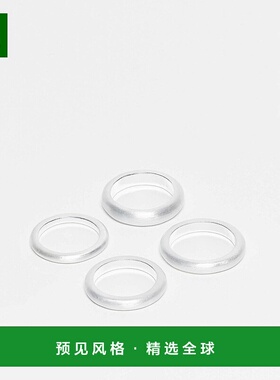 1h可退 香港直邮ASOS 男士 设计4件套素色带子银色戒指(worn)