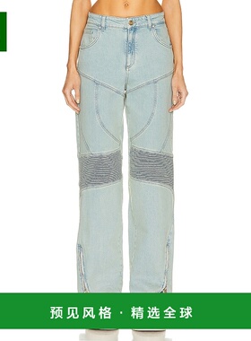 1h可退 香港直邮Blumarine 蓝色情人 女士 阔腿骑士牛仔裤 2J065A