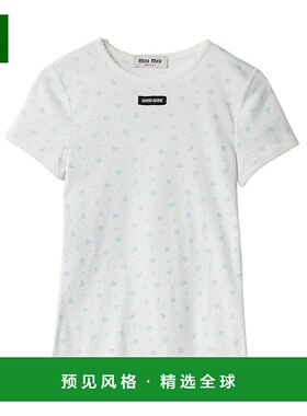 香港直邮Miu Miu 罗纹针织T恤 MJNA0818ZUSOOO短袖