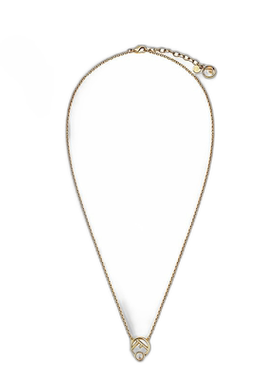 1h可退 欧洲直邮FENDI/芬迪 23新款 F Is女士金色金属白色珍吊坠