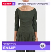 1h可退 LA0554DARKGREEN 亚麻粘胶纤维上衣 香港直邮CORTANA 女士