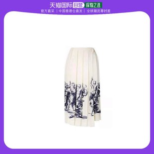 印花图案半身裙 香港直邮Celine 22U09120C.高腰百褶