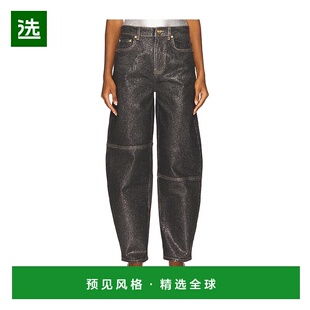 香港直邮GANNI 闪光箔片牛仔长裤 甘尼 Stary J1803 女士 1h可退