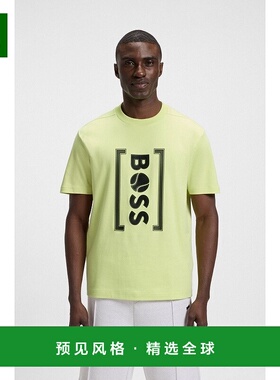 欧洲直邮HUGO BOSS雨果 BOSS GREEN 男士黄色棉质T恤