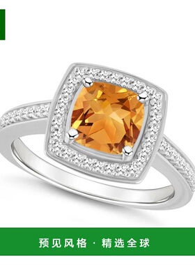 【美国直邮】Macy's|纯银黄水晶（1-1/2 克拉总重）和钻石（1/4