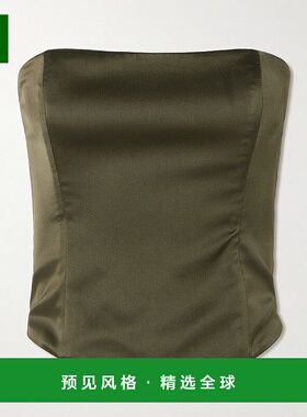 1h可退 香港直邮Staud 女士 Brunswick 无肩带真丝混纺缎面上衣 R