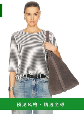 1h可退 香港直邮R13 女士 五分袖条纹T恤 R13WK274001BL 舒适时尚