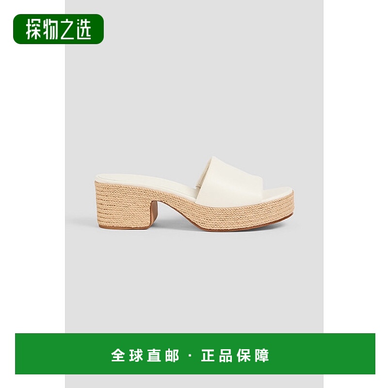 香港直邮VINCE 女士 Margo 皮质防水台麻底凉拖 J0064L2100MILK