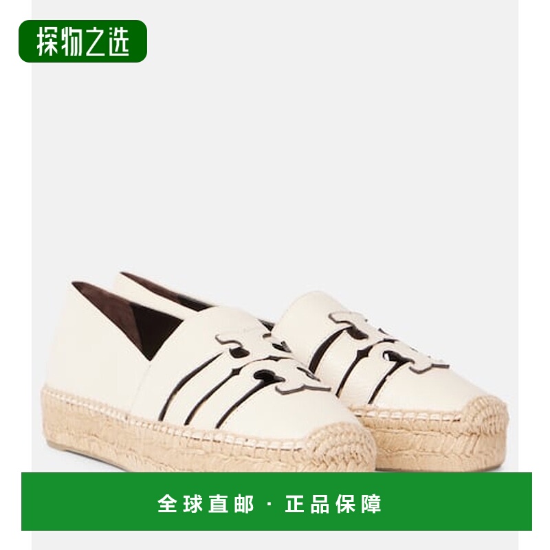 香港直邮Tory Burch 托里·伯奇 女士 Ines 双T带皮质帆布面凉鞋