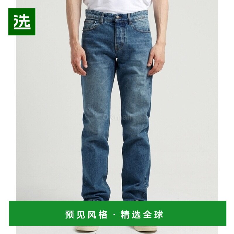 韩国直邮Ami艾秘休闲裤男女款蓝色牛仔复古直筒宽松百搭舒适柔软