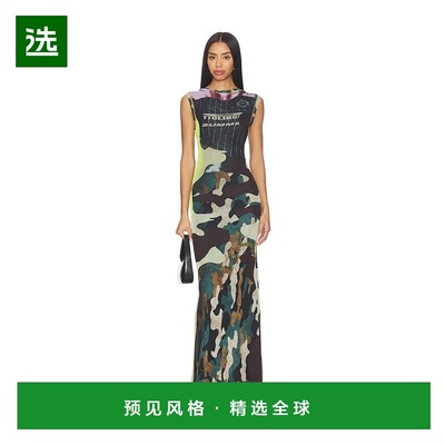 1h可退 香港直邮Ottolinger 女士 网纱长款迷彩礼服(Morph) 10150