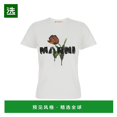 1h可退 香港直邮Marni 玛尼 女士 徽标图案 T 恤 THJE0375P0USCY3