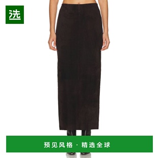 1h可退 香港直邮ST.AGNI 女士 Column 绒面革半身裙 R26805COF
