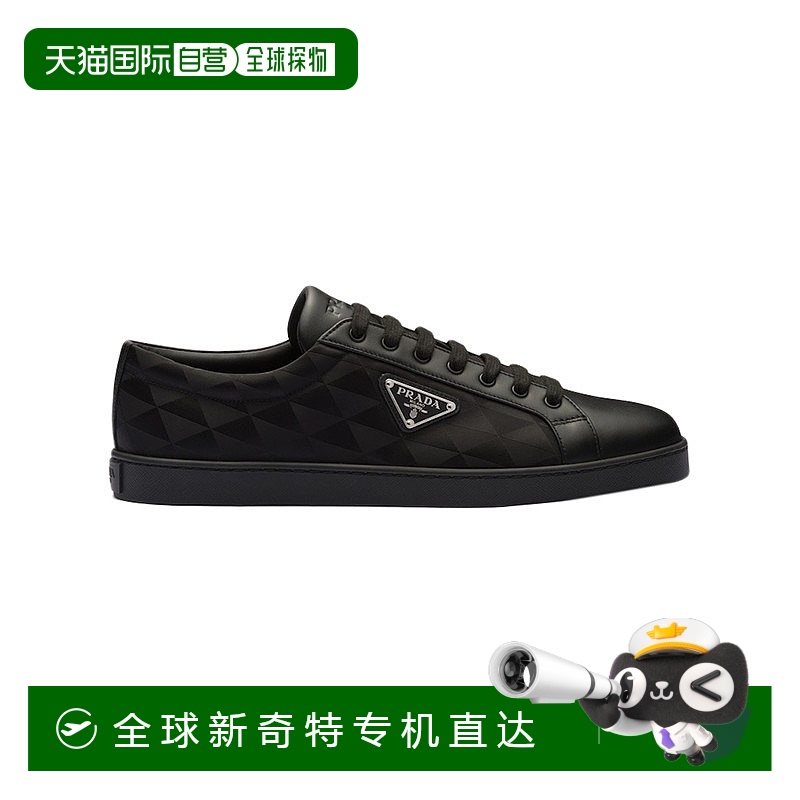 【99新未使用】欧洲直邮PRADA/普拉达23新款 男黑色皮革尼龙金属2