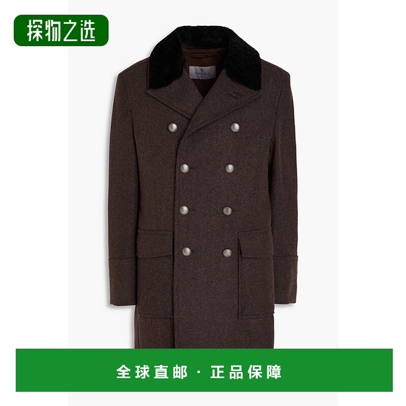 香港直邮Canali 康钠丽 男士 羊毛混纺毛毡双排扣大衣 MW6512O101