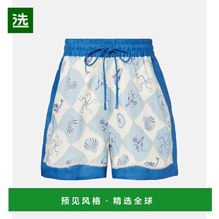 1h可退 香港直邮ALÉMAIS 女士 Pia 印花高腰短裤 blue蓝色 舒适时