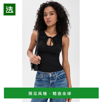 1h可退 香港直邮REFORMATION 女士 Bella 针织上衣 black黑色 舒