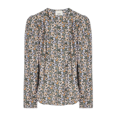 香港直邮Isabel Marant 长袖泡泡袖印花衬衫 HT0247FAA3J09I