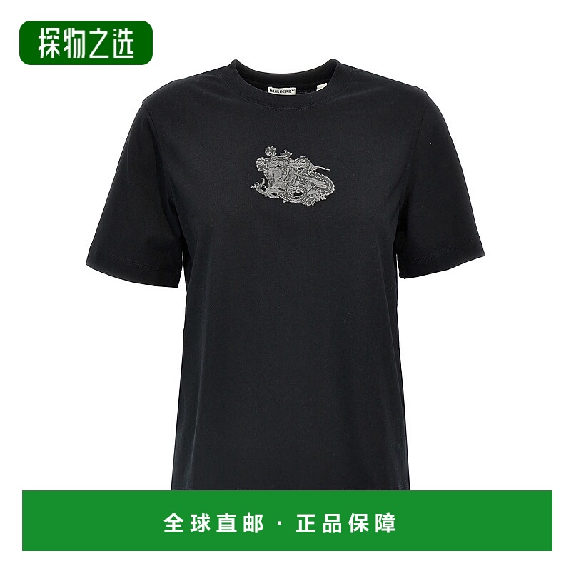 1h可退 香港直邮BURBERRY 女士T恤 8097924COAL AW2024 黑色 Logo