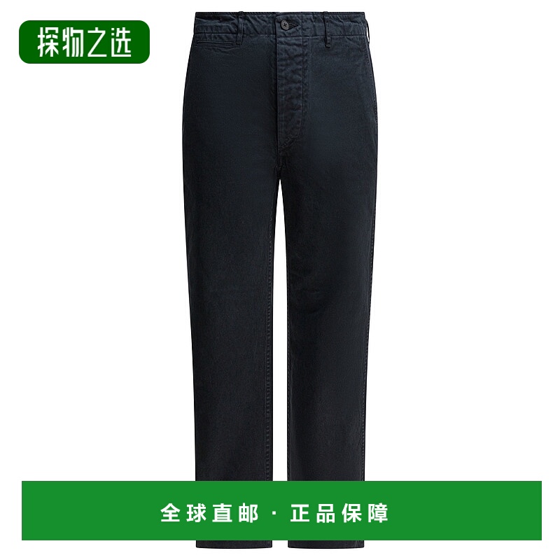 香港直邮AURALEE 男士 棉质斜纹棉布长裤 A25AP02CPBLACK