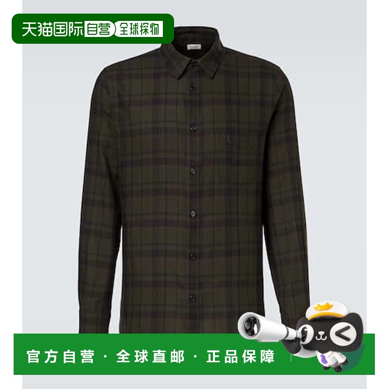 1h可退 香港直邮Saint Laurent 圣罗兰 男士 Cassandre 格纹棉质