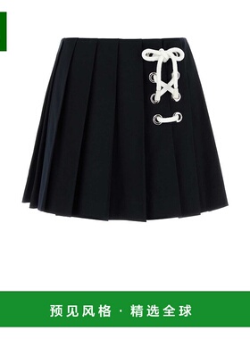 1h可退 香港直邮Prada 普拉达 女士 深蓝斜纹布迷你半身裙 P104WS