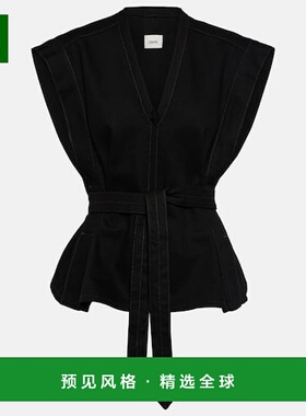 1h可退 香港直邮Lemaire 女士 Chasuble 束带牛仔上衣 black黑色