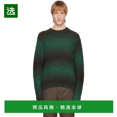 1h可退 香港直邮Wooyoungmi 吴阳米 男士 绿色条纹毛衣 W223KN21F