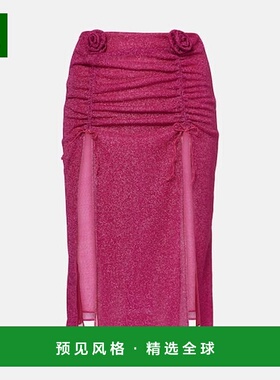 1h可退 香港直邮oseree 女士 Lumière 玫瑰褶皱中长半身裙