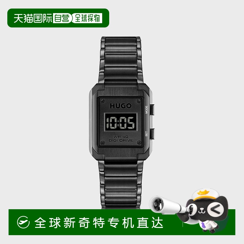 欧洲直邮HUGO BOSS雨果HUGO RED带黑色表盘和链式表带的数字手表