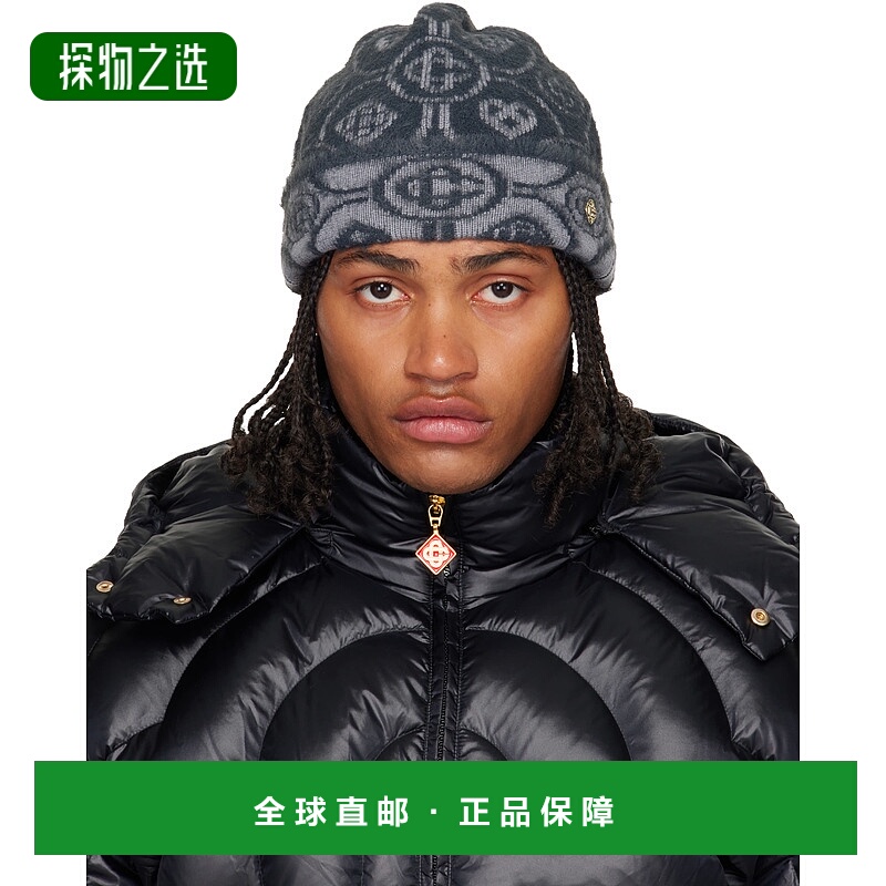 香港直邮Casablanca 男士 灰色 Fluffy Monogram 毛线帽 AAW25HAT