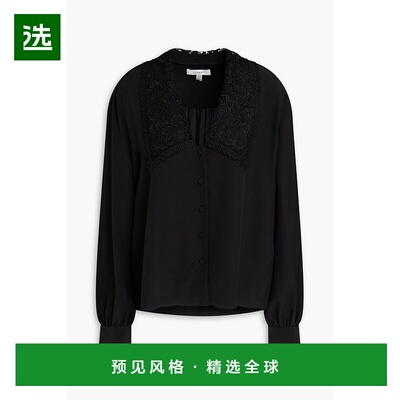 1h可退 香港直邮Frame Denim 女士 凸纹花边蕾丝边真丝双绉衫 WP2